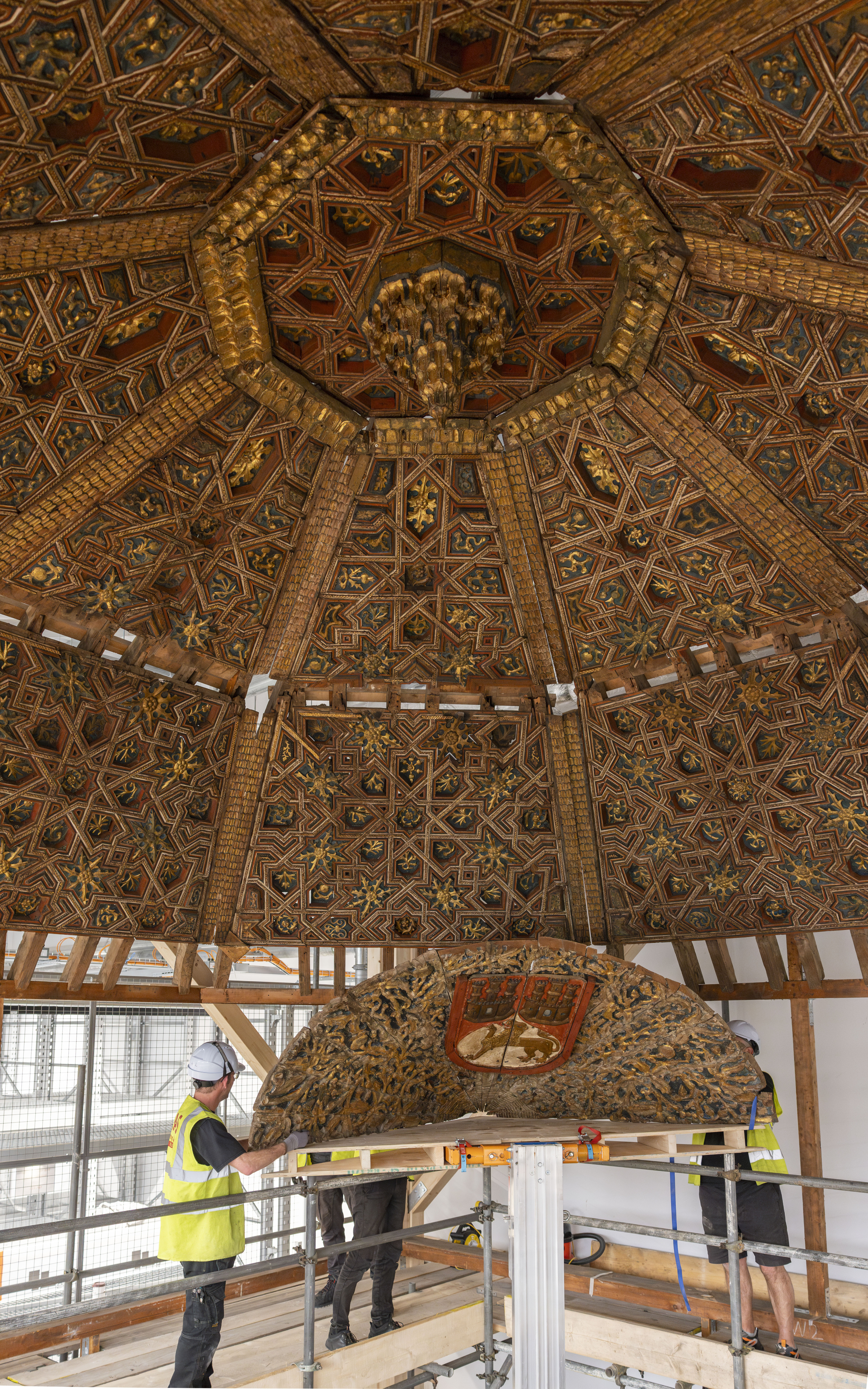 Installation of the Torrijos Ceiling at the V&A East Storehouse.