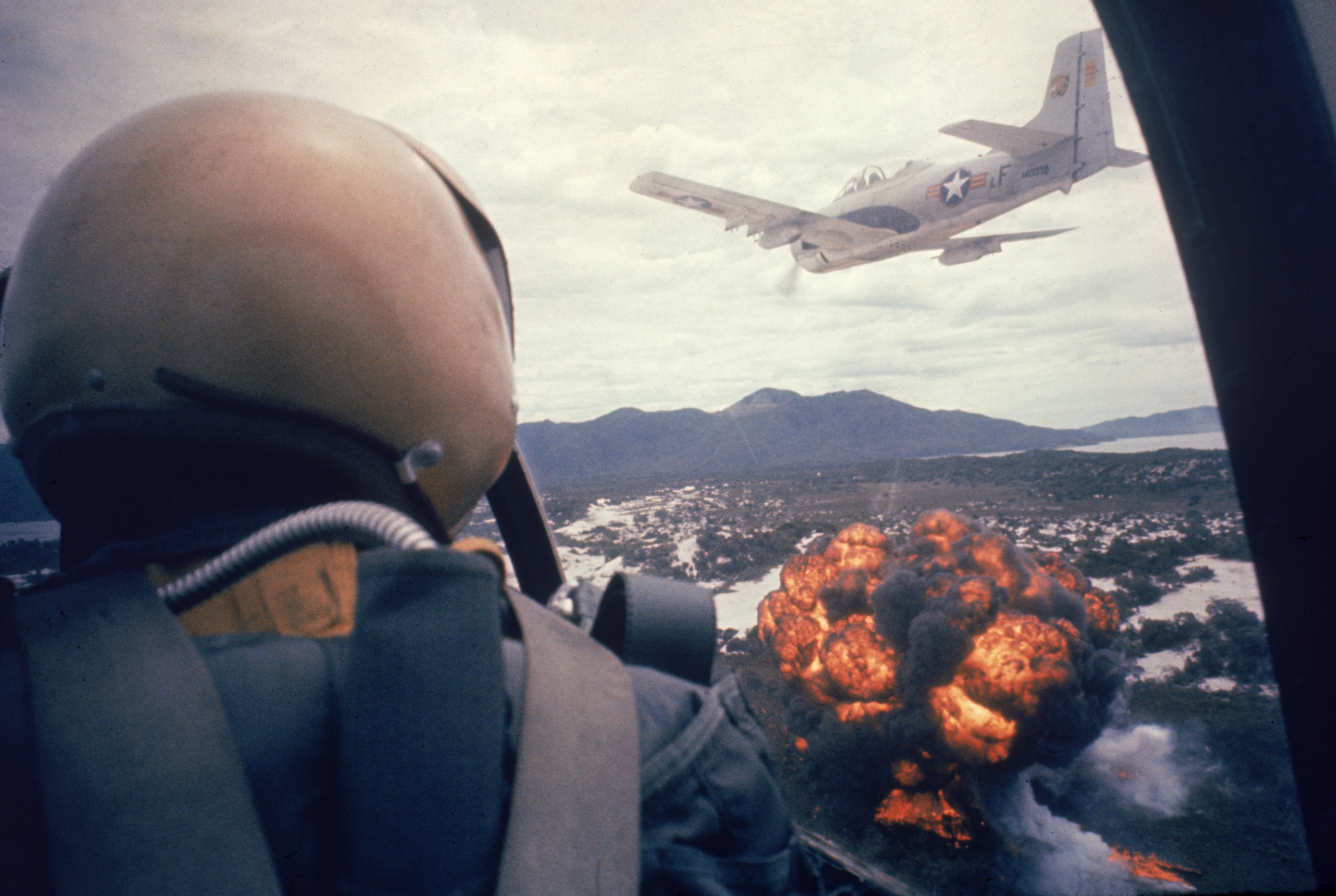 American jet dropping napalm during the Vietnam War.